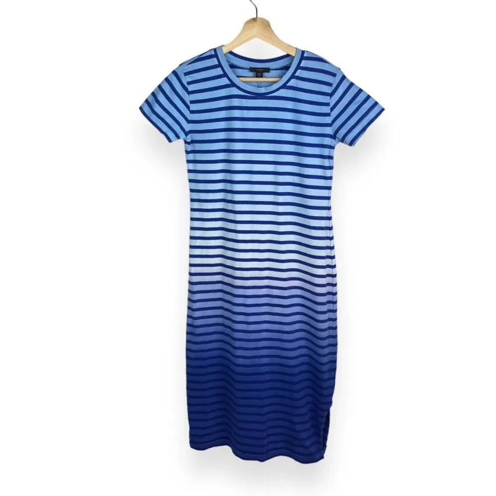 J. Crew Midi T-Shirt Dress in Dip-Dyed Stripe